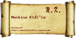 Menkina Klára névjegykártya